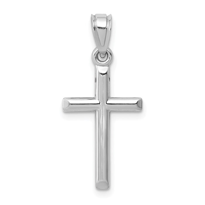 Million Charms 14K White Gold Themed Hollow Relgious Cross Pendant