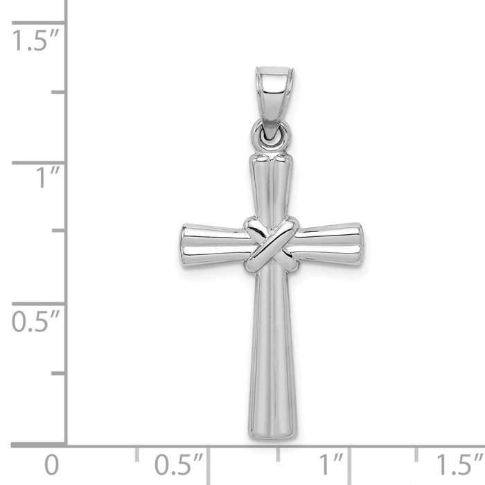 Million Charms 14K White Gold Themed Hollow Relgious Cross Pendant