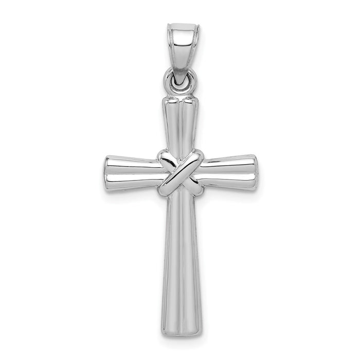 Million Charms 14K White Gold Themed Hollow Relgious Cross Pendant