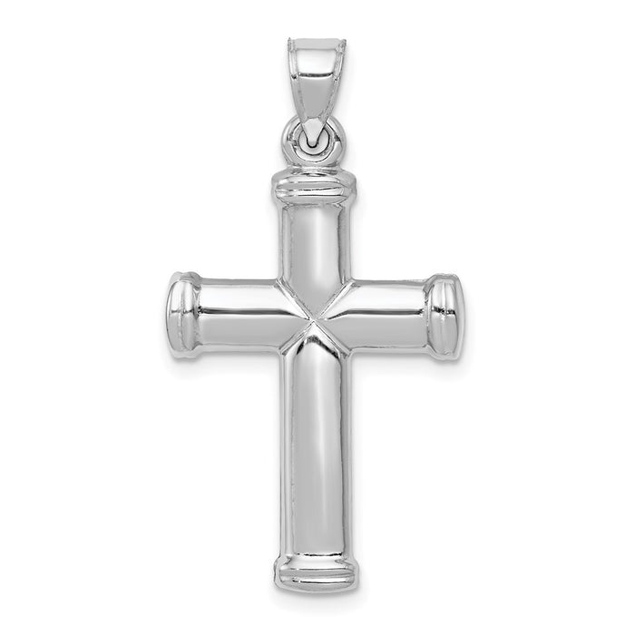 Million Charms 14K White Gold Themed Polished Relgious Cross Pendant