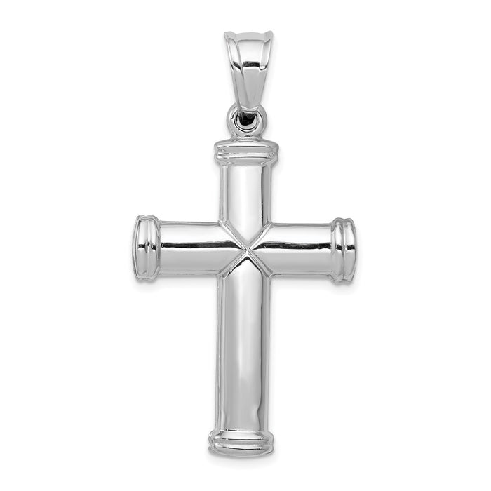 Million Charms 14K White Gold Themed Hollow Relgious Cross Pendant