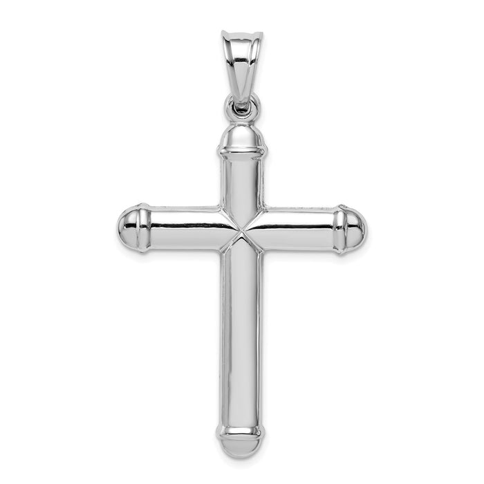 Million Charms 14K White Gold Themed Hollow Relgious Cross Pendant