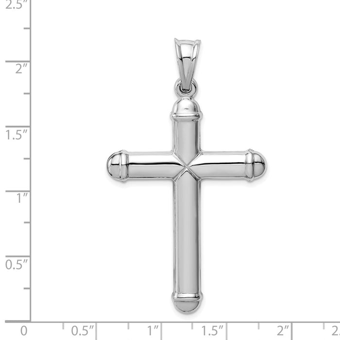 Million Charms 14K White Gold Themed Hollow Relgious Cross Pendant