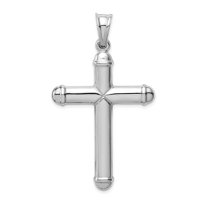 Million Charms 14K White Gold Themed Hollow Relgious Cross Pendant