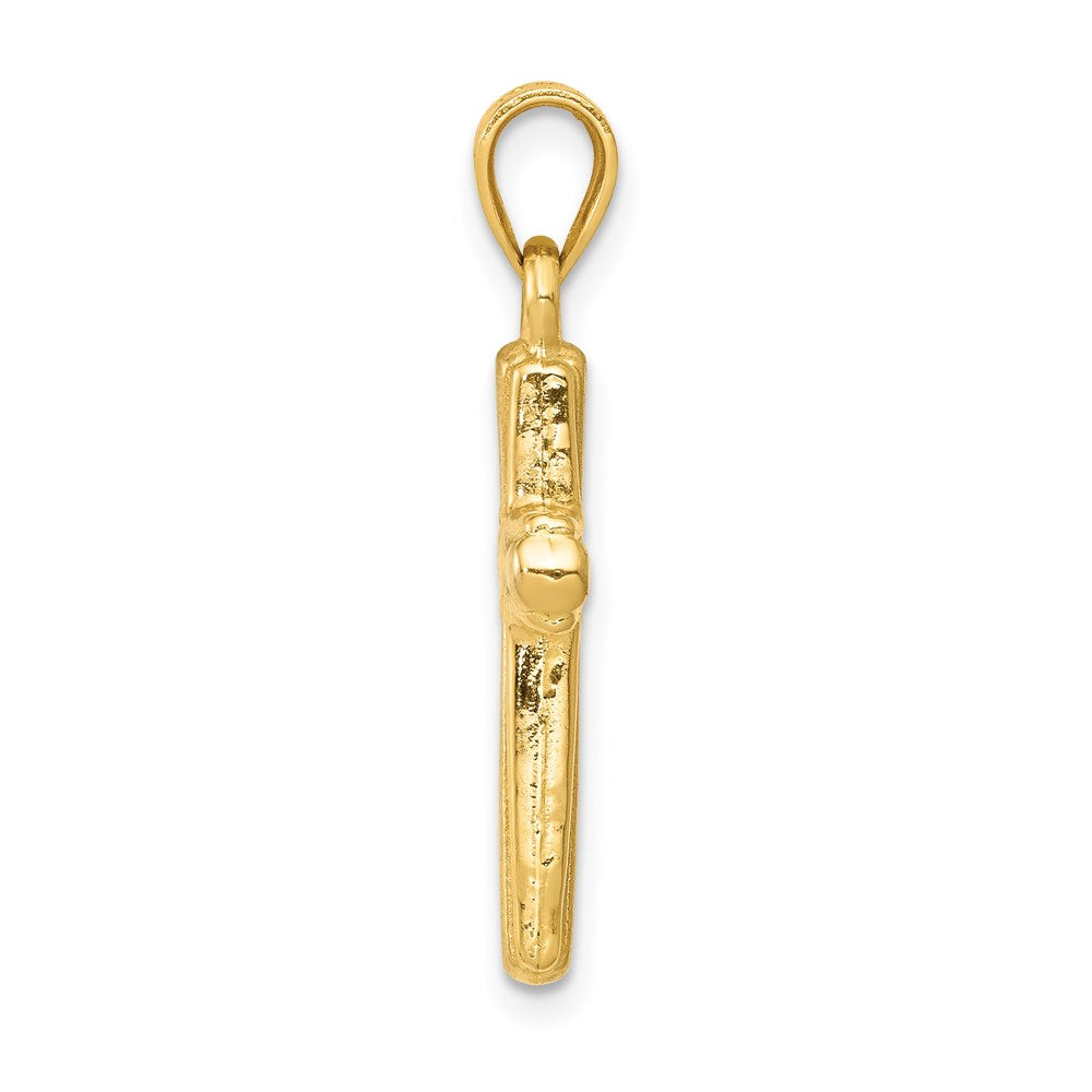 Million Charms 14K Yellow Gold Themed With Rhodium-plated Relgious Cross Pendant