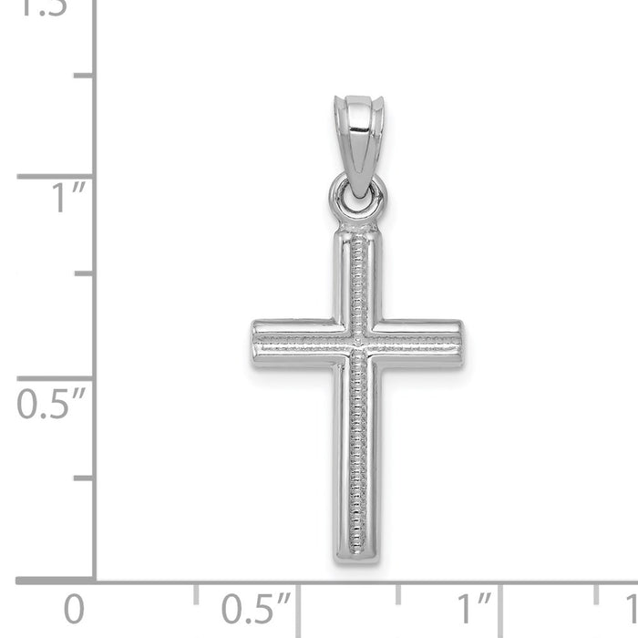 Million Charms 14K White Gold Themed Relgious Cross Pendant