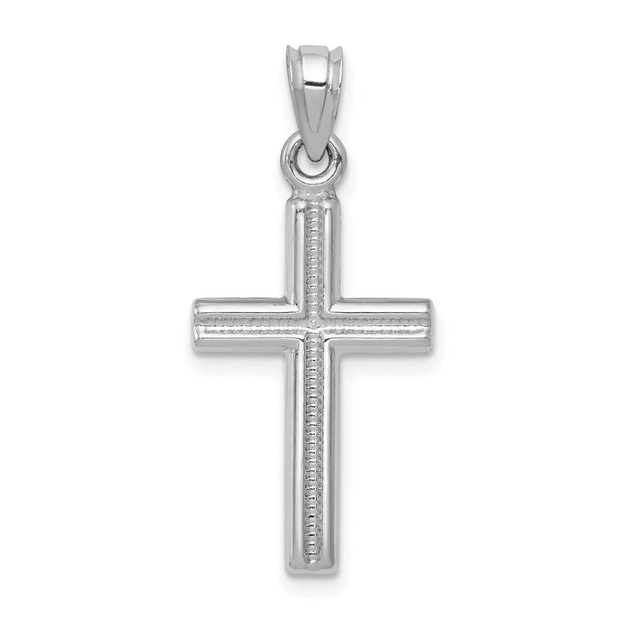 Million Charms 14K White Gold Themed Relgious Cross Pendant