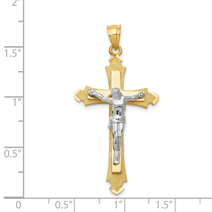 Million Charms 14K Two-Tone Relgious Crucifix Pendant