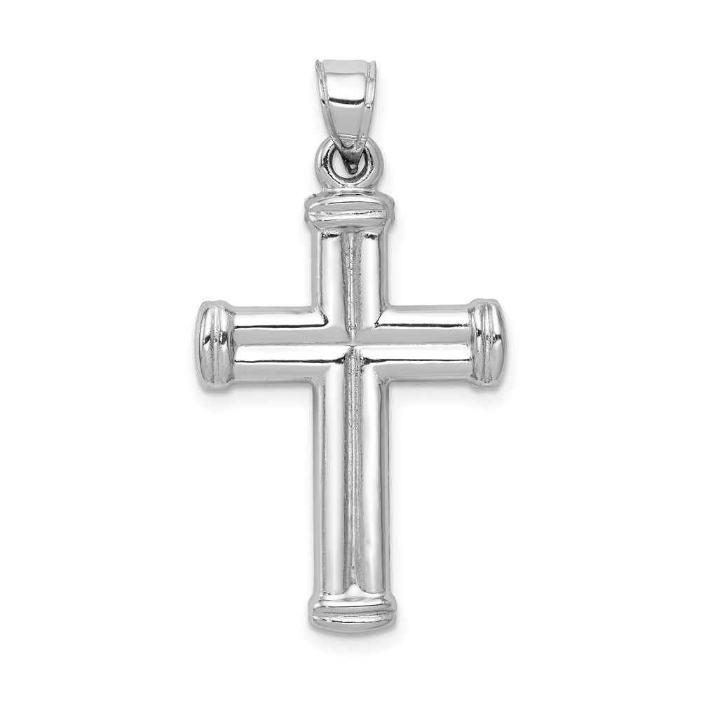 Million Charms 14K White Gold Themed Hollow Relgious Cross Pendant