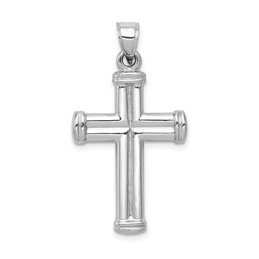 Million Charms 14K White Gold Themed Hollow Relgious Cross Pendant