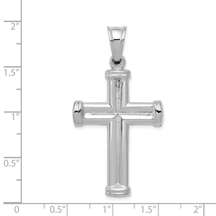 Million Charms 14K White Gold Themed Hollow Relgious Cross Pendant