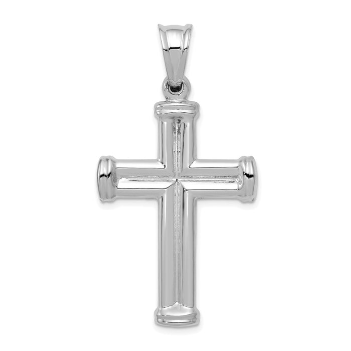 Million Charms 14K White Gold Themed Hollow Relgious Cross Pendant