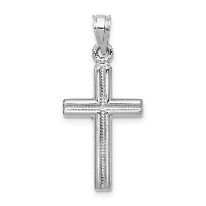 Million Charms 14K White Gold Themed Hollow Relgious Crucifix Pendant