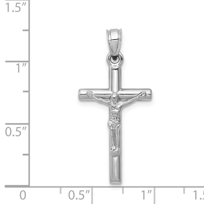 Million Charms 14K White Gold Themed Relgious Crucifix Pendant