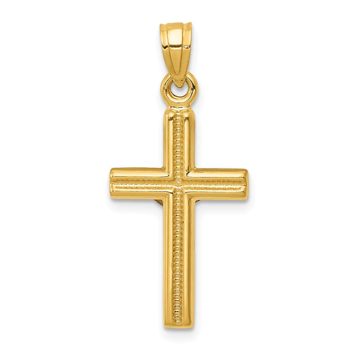 Million Charms 14K Yellow Gold Themed Hollow Relgious Crucifix Pendant