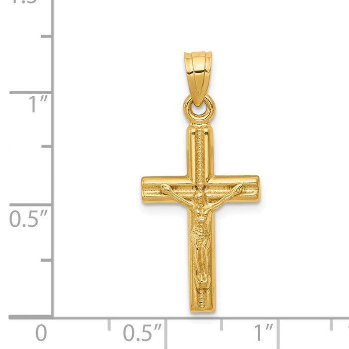 Million Charms 14K Yellow Gold Themed Hollow Relgious Crucifix Pendant