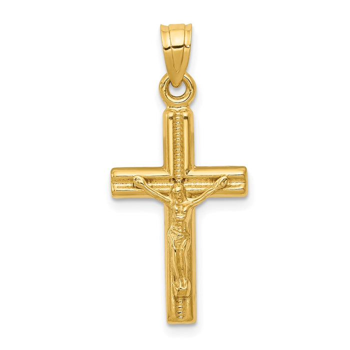 Million Charms 14K Yellow Gold Themed Hollow Relgious Crucifix Pendant