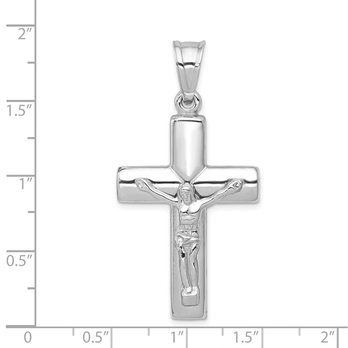 Million Charms 14K White Gold Themed Reversible Relgious Crucifix /Relgious Cross Pendant