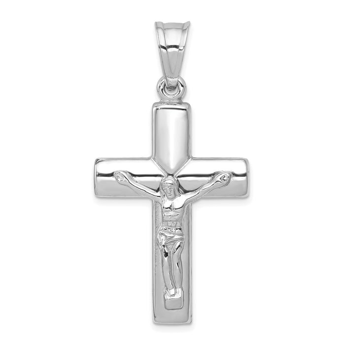 Million Charms 14K White Gold Themed Reversible Relgious Crucifix /Relgious Cross Pendant