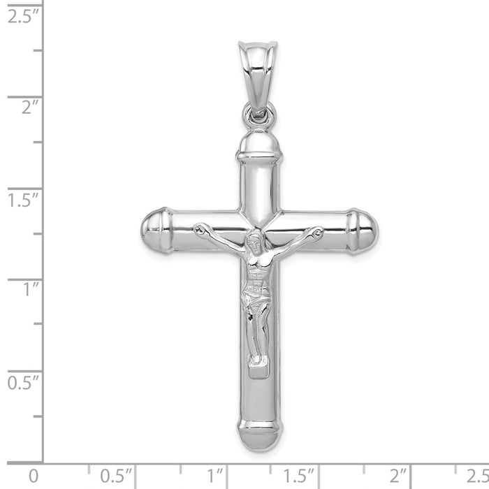 Million Charms 14K White Gold Themed Reversible Relgious Crucifix /Relgious Cross Pendant