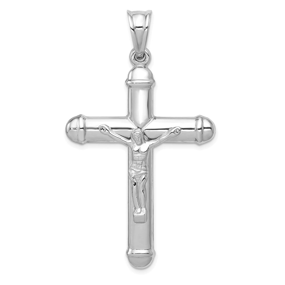 Million Charms 14K White Gold Themed Reversible Relgious Crucifix /Relgious Cross Pendant