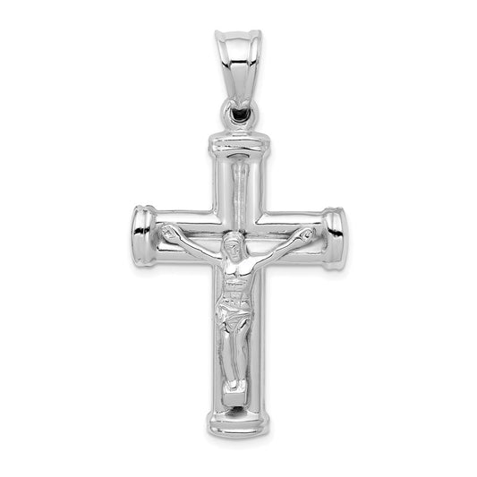 Million Charms 14K White Gold Themed Reversible Relgious Crucifix /Relgious Cross Pendant