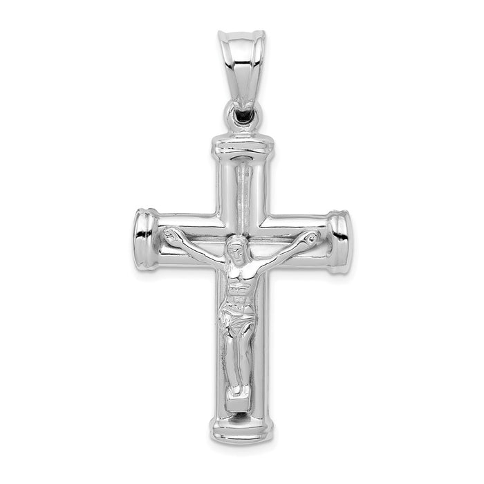 Million Charms 14K White Gold Themed Reversible Relgious Crucifix /Relgious Cross Pendant