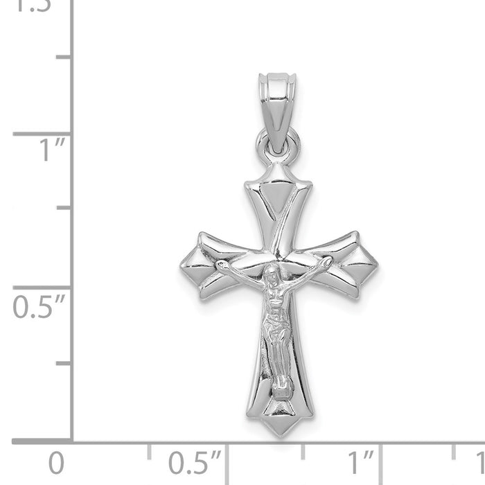 Million Charms 14K White Gold Themed Reversible Relgious Crucifix /Relgious Cross Pendant