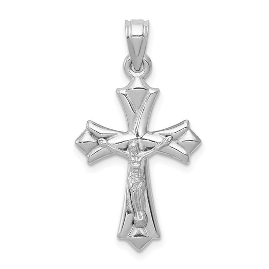 Million Charms 14K White Gold Themed Reversible Relgious Crucifix /Relgious Cross Pendant