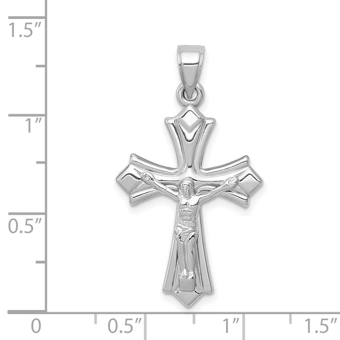 Million Charms 14K White Gold Themed Reversible Relgious Crucifix /Relgious Cross Pendant