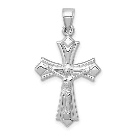 Million Charms 14K White Gold Themed Reversible Relgious Crucifix /Relgious Cross Pendant