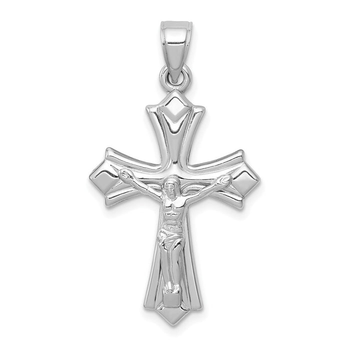 Million Charms 14K White Gold Themed Reversible Relgious Crucifix /Relgious Cross Pendant