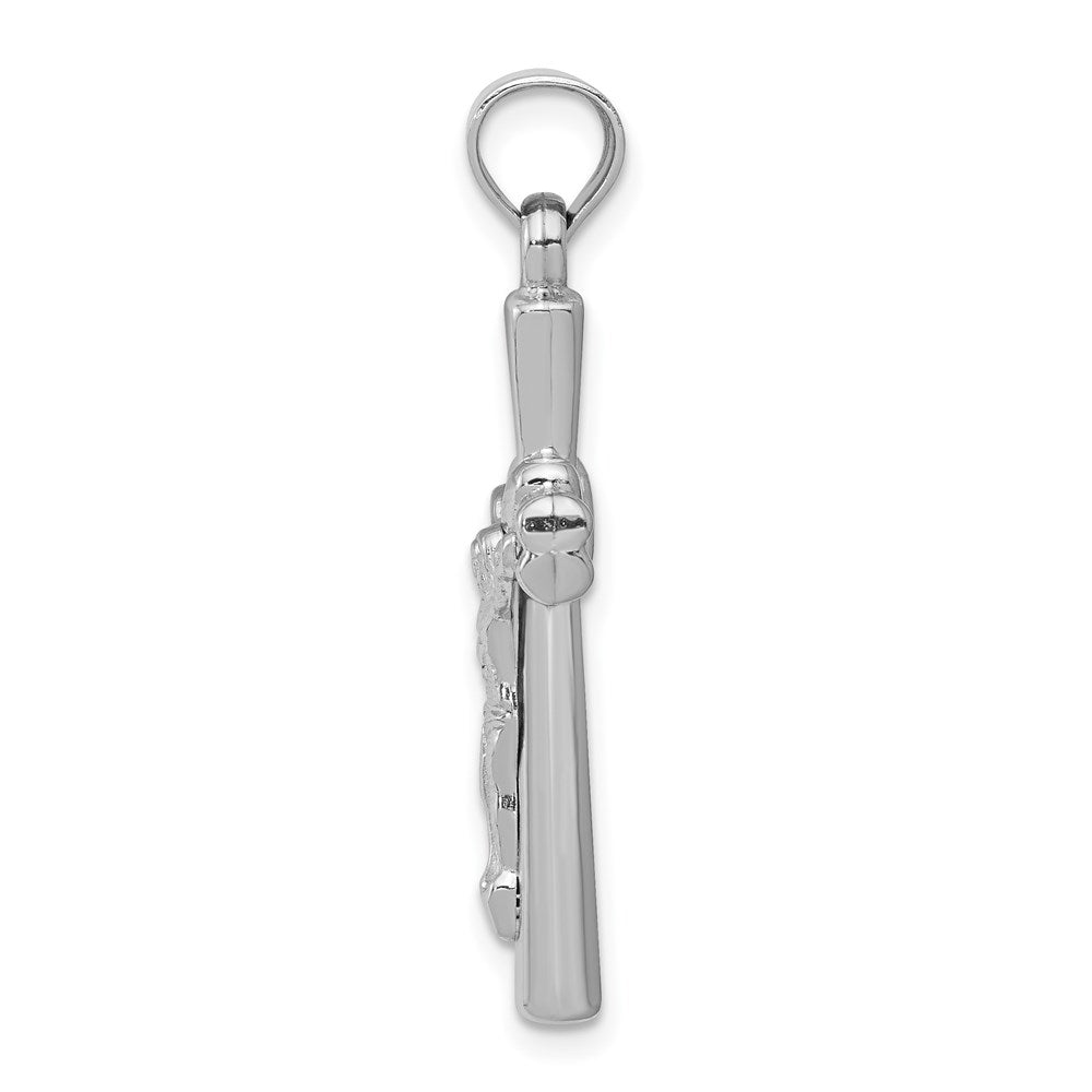 Million Charms 14K White Gold Themed Reversible Relgious Crucifix /Relgious Cross Pendant
