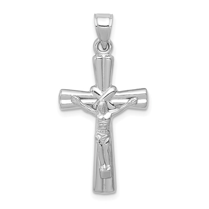 Million Charms 14K White Gold Themed Reversible Relgious Crucifix /Relgious Cross Pendant