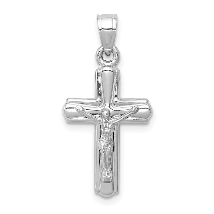 Million Charms 14K White Gold Themed Reversible Relgious Crucifix /Relgious Cross Pendant