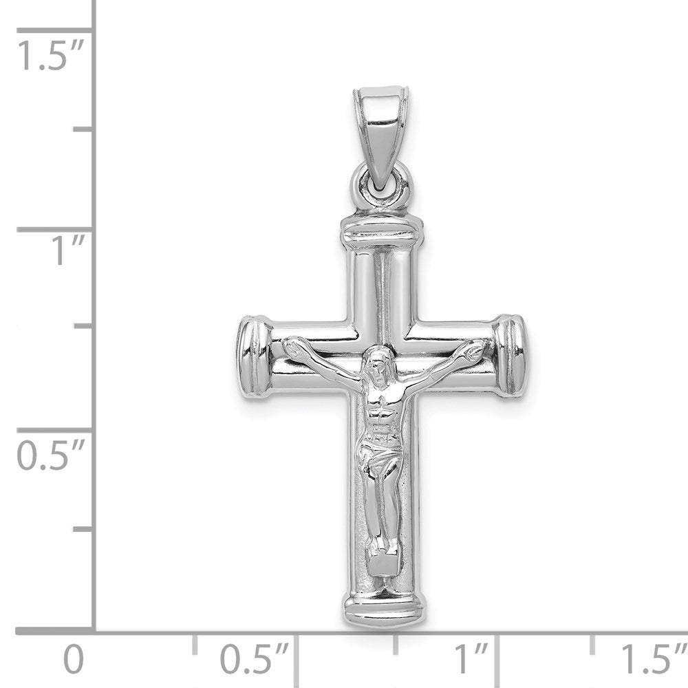 Million Charms 14K White Gold Themed Reversible Relgious Crucifix /Relgious Cross Pendant