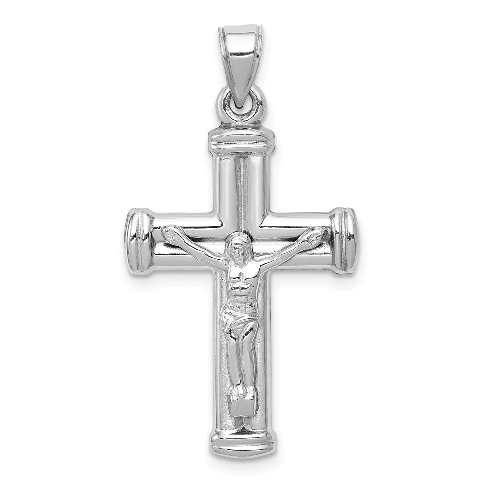 Million Charms 14K White Gold Themed Reversible Relgious Crucifix /Relgious Cross Pendant