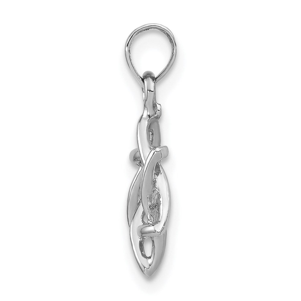 Million Charms 14K White Gold Themed 3-D Polished Religious Jewish Star Of David Charm