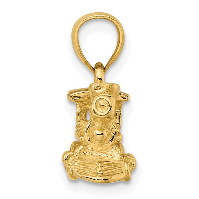 Million Charms 14K Yellow Gold Themed 3-D Locomotive Charm