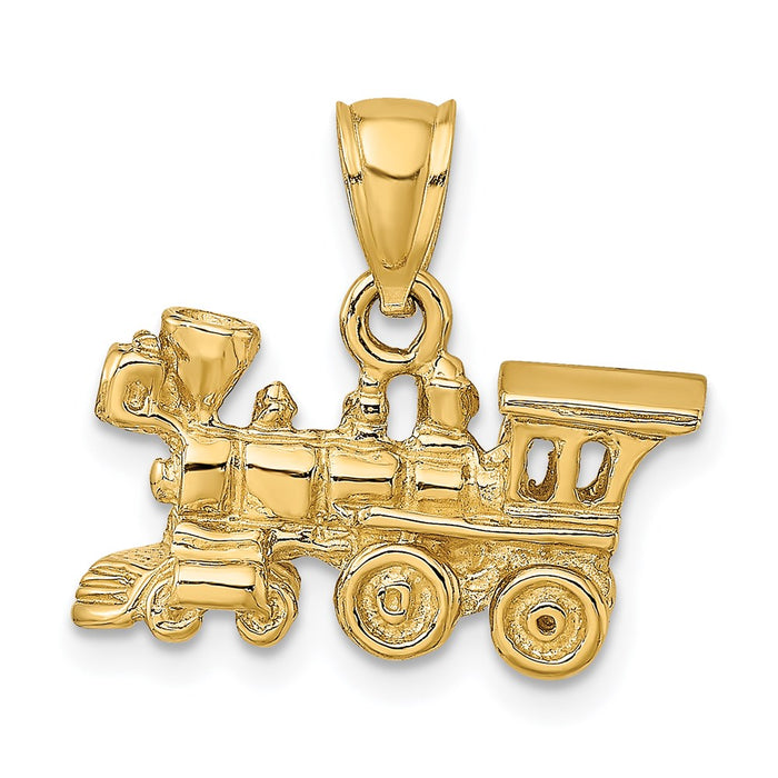 Million Charms 14K Yellow Gold Themed 3-D Locomotive Charm