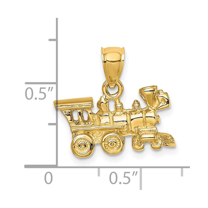 Million Charms 14K Yellow Gold Themed 3-D Locomotive Charm