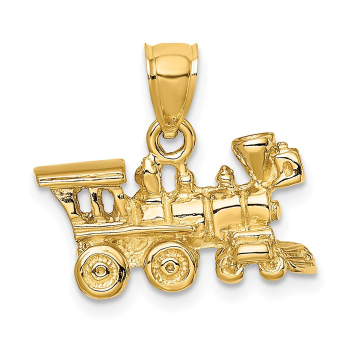 Million Charms 14K Yellow Gold Themed 3-D Locomotive Charm