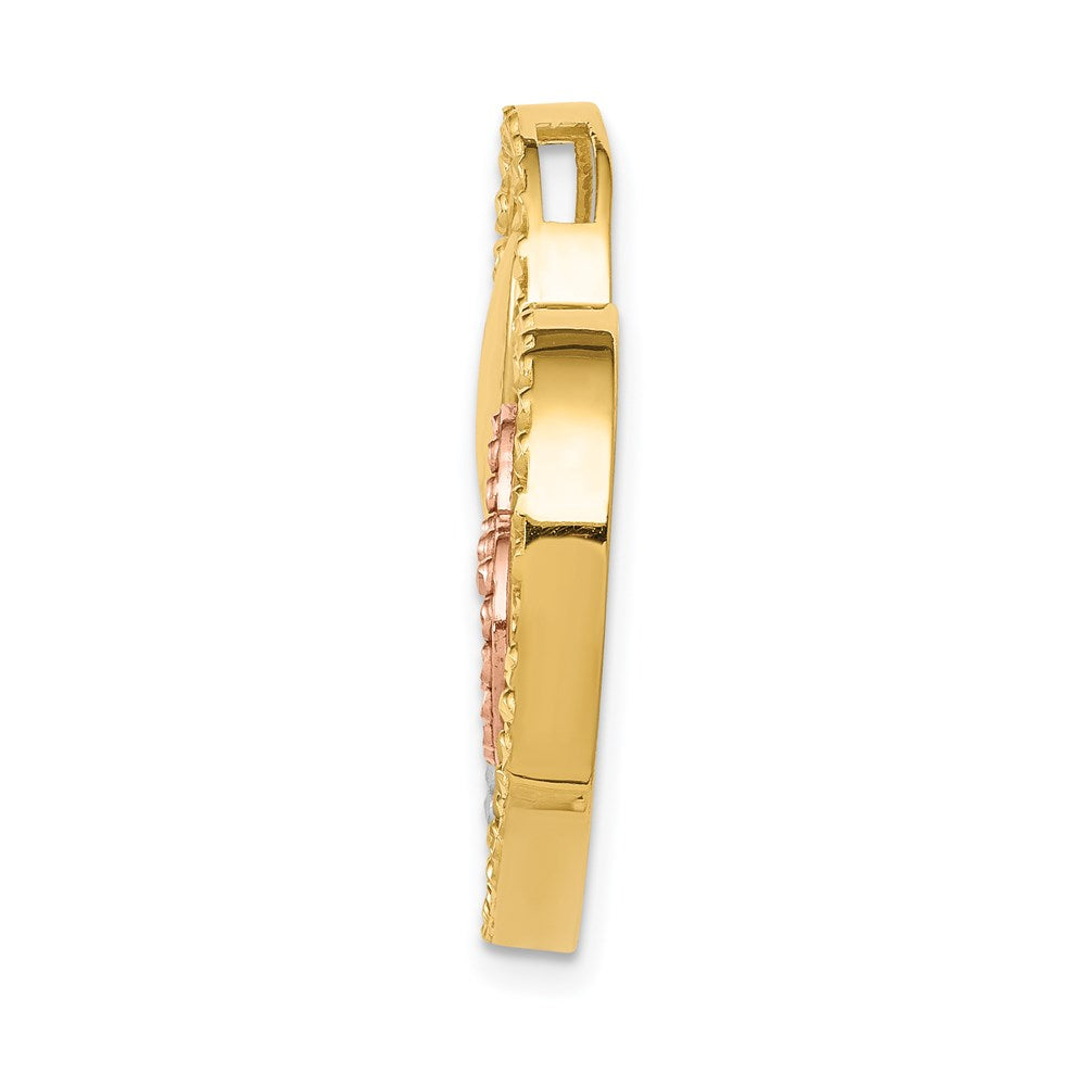 Million Charms 14K Yellow & Rose Gold Themed With Rhodium-plated Heart Chain Slide
