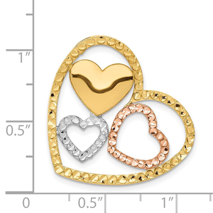 Million Charms 14K Yellow & Rose Gold Themed With Rhodium-plated Heart Chain Slide