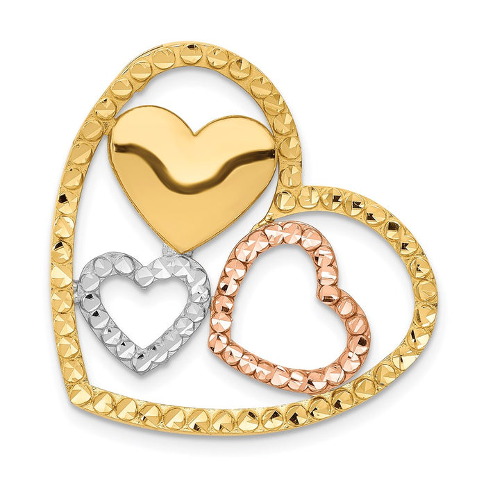 Million Charms 14K Yellow & Rose Gold Themed With Rhodium-plated Heart Chain Slide