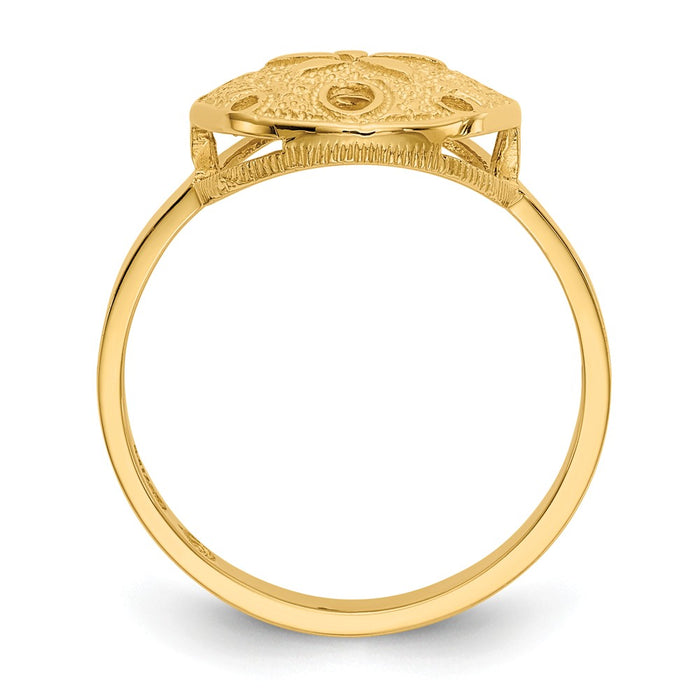 14k Yellow Gold Polished Sand Dollar Ring, Size: 7