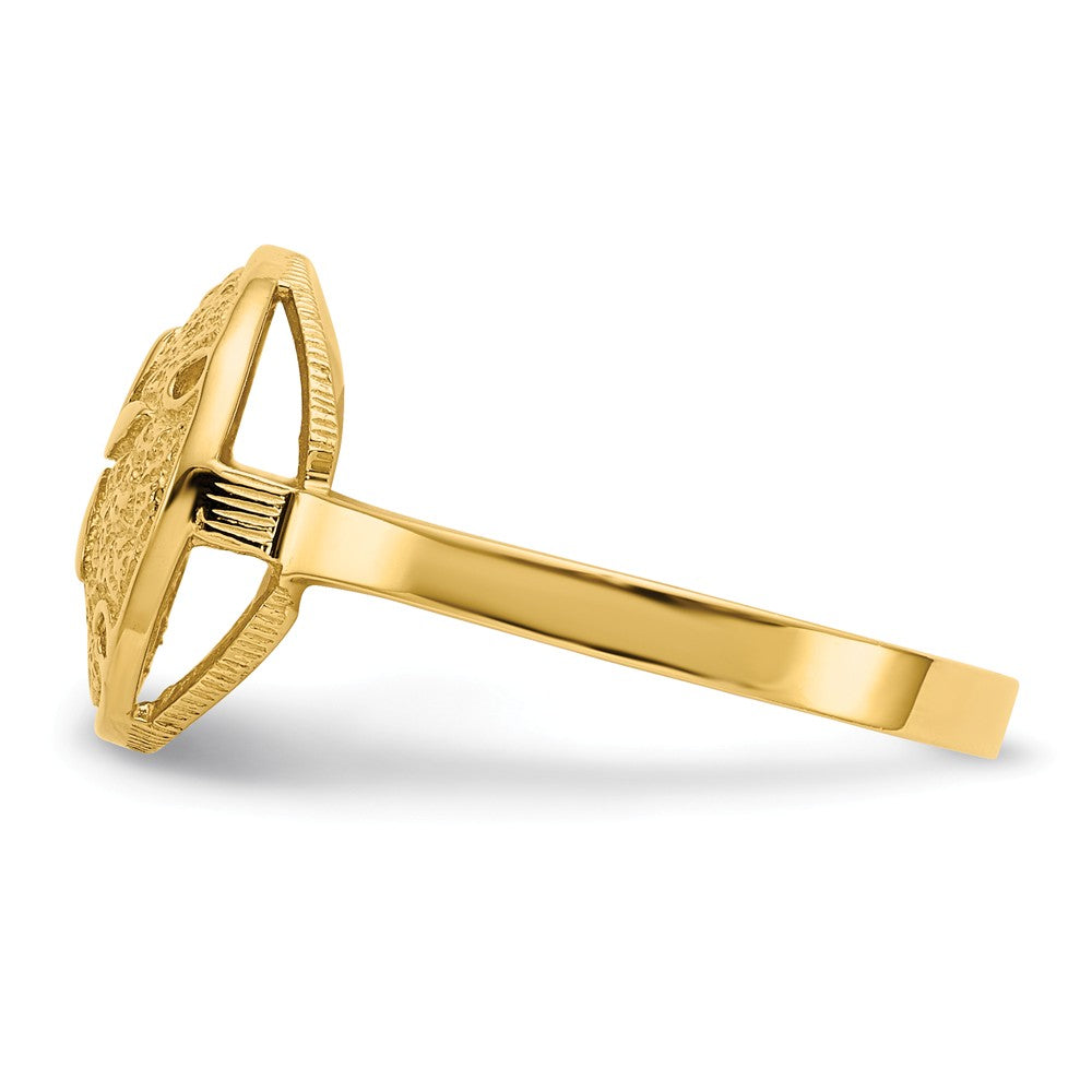 14k Yellow Gold Polished Sand Dollar Ring, Size: 7