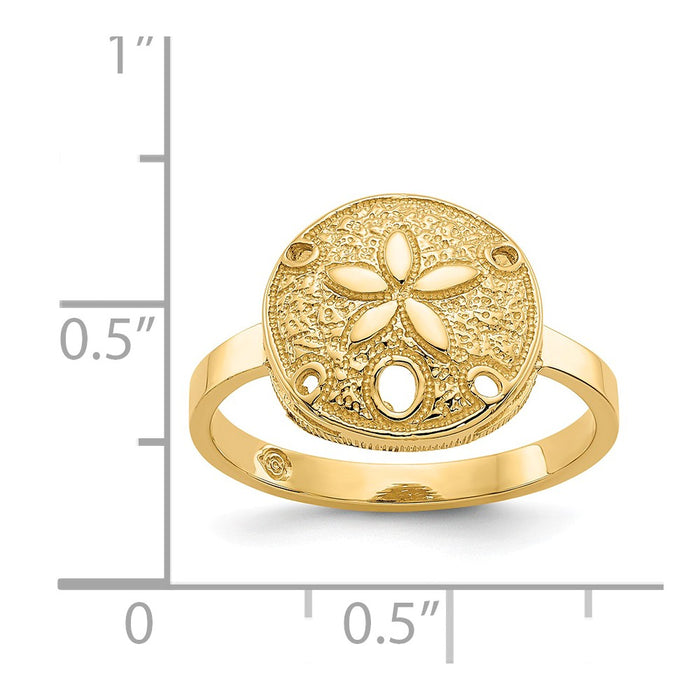 14k Yellow Gold Polished Sand Dollar Ring, Size: 7
