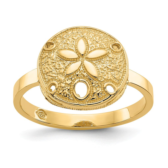 14k Yellow Gold Polished Sand Dollar Ring, Size: 7