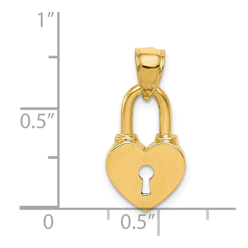 Million Charms 14K Yellow Gold Themed Polished Heart Lock Charm